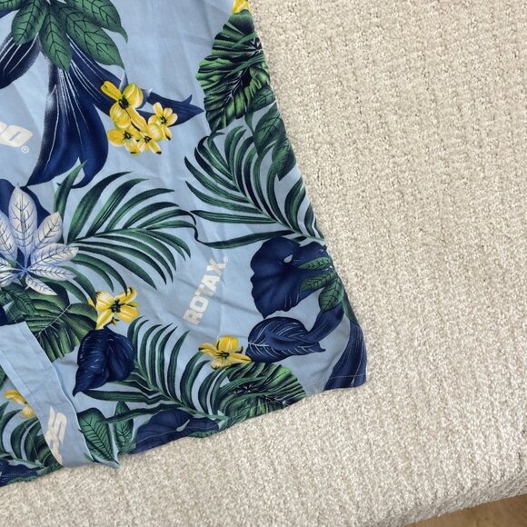 Ski-Doo Blue Button Shirt Men's M Bombardier Club Floral Hawaiian Shirt Summer - Picture 5 of 16